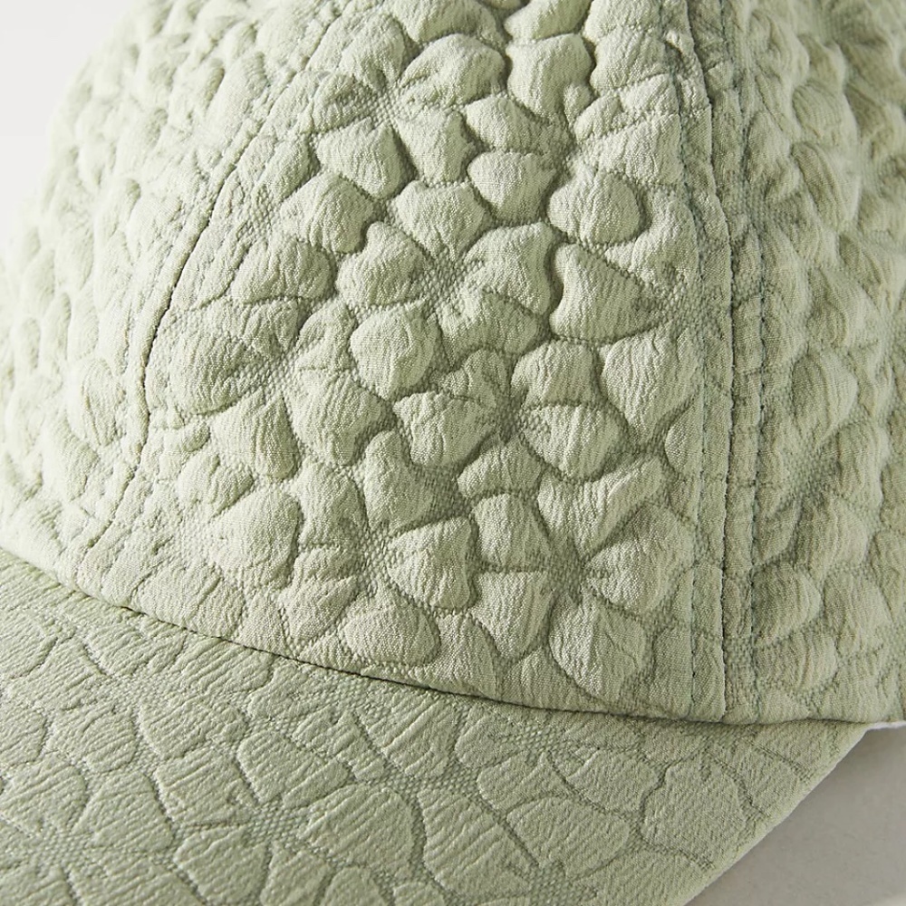 NWT Anthropologie San Diego Hot Cp. Floral Embroidered Cap Sage Green - Picture 3 of 5